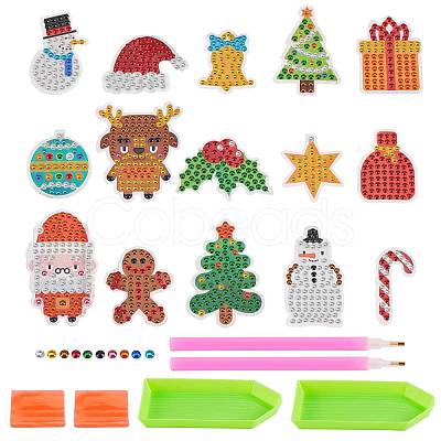 2 Sets 2 Style Christmas Theme DIY Diamond Painting Stickers Kits for Kids DIY-SZ0003-42-1