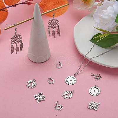 12Pcs 6 Styles Stainless Steel Pendants STAS-SZ0002-20-1