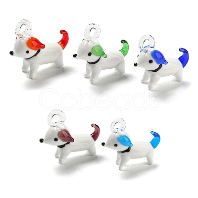 Handmade Lampwork Puppy Pendants X-LAMP-X262-M-1