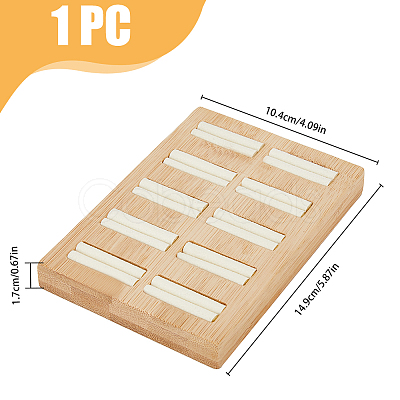 10-Slot Rectangle Bamboo Ring Display Tray Stands RDIS-WH0002-28B-1