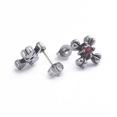 Retro 304 Stainless Steel Stud Earrings EJEW-L248-053AS-1