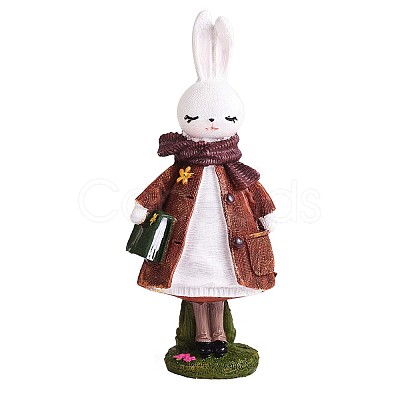 Resin Standing Rabbit Statue Bunny Sculpture Tabletop Rabbit Figurine for Lawn Garden Table Home Decoration ( Brown ) JX085A-1