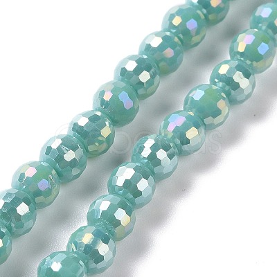 Electroplate Opaque Solid Color Glass Beads Strands GLAA-E036-10-M-1