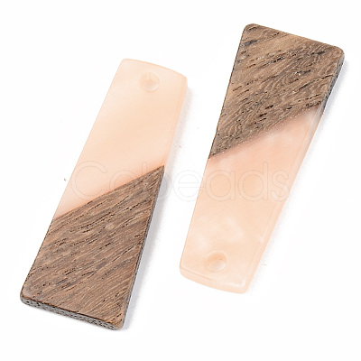 Opaque Resin & Walnut Wood Pendants X-RESI-S389-040A-C02-1