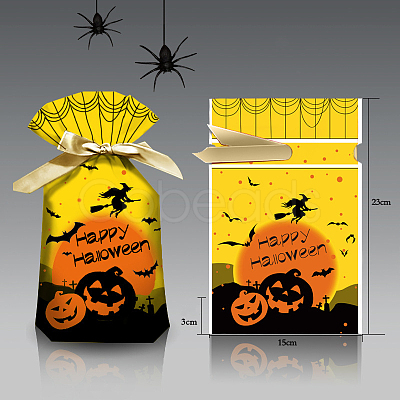 50Pcs Plastic Halloween Candy Bags HAWE-PW0001-095C-1