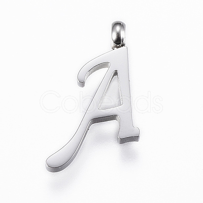 Tarnish Resistant 304 Stainless Steel Alphabet Pendants STAS-F129-P-1