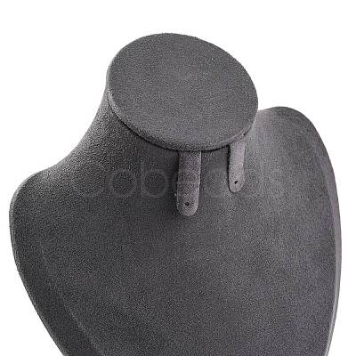 Bust Shaped Microfiber & Wood Jewelry Necklace & Earrings Display Stands NDIS-H042-01A-02-1