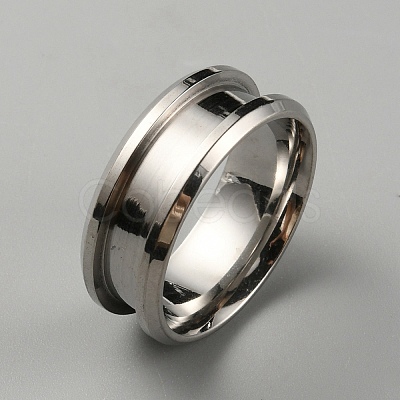 304 Stainless Steel Grooved Finger Ring Settings RJEW-WH0010-08B-P-1