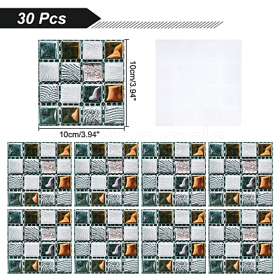 Square PVC 3D Self Adhesive Mosaic Pattern Stickers DIY-WH0260-84B-1