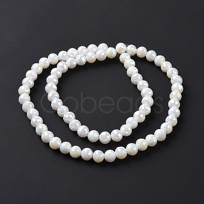 Electroplate Glass Beads Strands GLAA-E036-13E-1