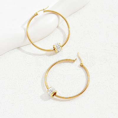 Elegant Geometric Stainless Steel Earrings with 18K Gold Plating for Women HR2643-1