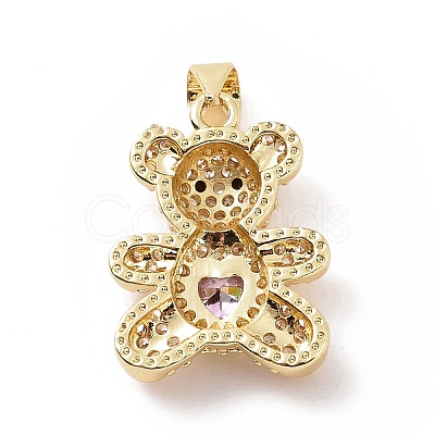 Brass Micro Pave Cubic Zirconia Pendants KK-C012-04G-1