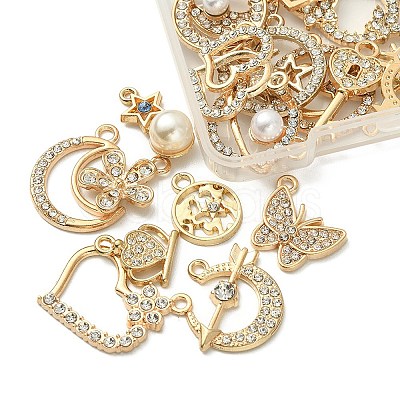 20Pcs 20 Style Alloy Crystal Rhinestone Pendants FIND-YW0003-36-1