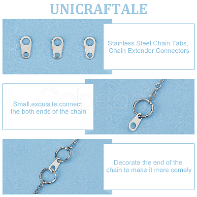 Unicraftale 1000Pcs 316 Surgical Stainless Steel Chain Tabs STAS-UN0053-18-1