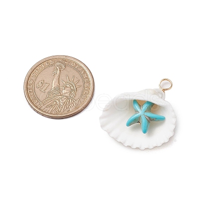 Dyed Synthetical Turquoise Star Pendants PALLOY-JF02647-02-1