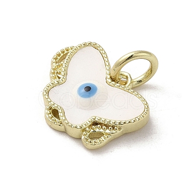 Evil Eye Enamel Shell Brass Butterfly Charms with Jump Rings KK-E092-27G-03-1