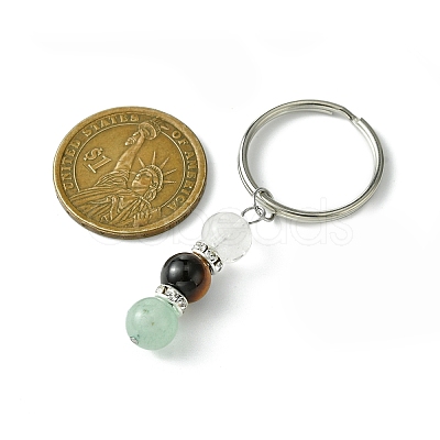 Gemstone Round Beaded Pendant Keychain KEYC-JKC00849-1