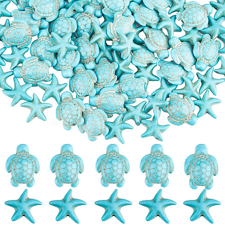SUNNYCLUE 200Pcs Dyed Synthetic Turquoise and Howlite Beads G-SC0002-42-1