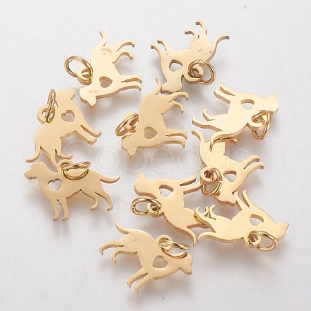 304 Stainless Steel Puppy Pendants STAS-Q201-T464G-1