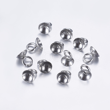 202 Stainless Steel Bead Cap Pendant Bails STAS-L198-05A-1