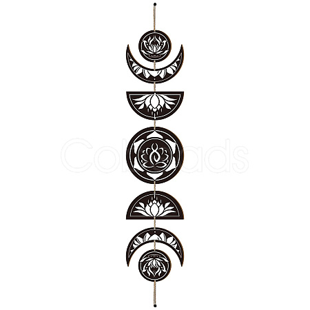 Moon Phase Wood Hanging Wall Decorations HJEW-WH0054-007-1