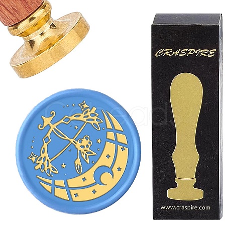 Brass Wax Seal Stamps with Rosewood Handle AJEW-WH0412-0096-1