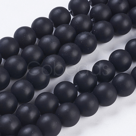 Synthetic Black Stone Bead Strands X-G-R345-10mm-38-1-1