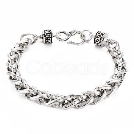 Alloy Wheat Chain Bracelet with Column for Men Women BJEW-N015-010-1