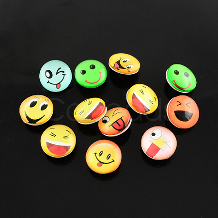 Mixed Color Facial Expression Pattern Zinc Alloy Jewelry Snap Buttons X-GLAA-R031-M1-1
