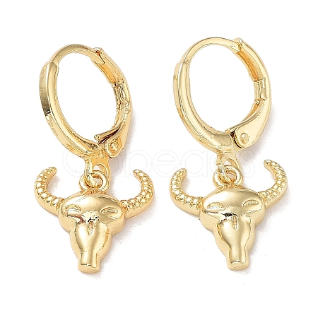 Brass Dangle Leverback Earrings EJEW-L269-052G-1