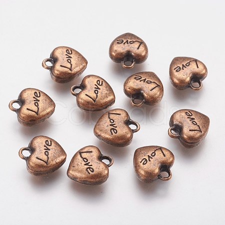 Valentine's Day Gift Making Zinc Alloy Heart Carved Word Love Message Charms X-PALLOY-A19926-R-FF-1