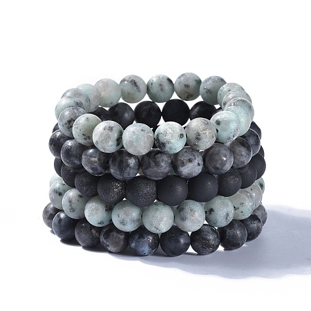 Natural Gemstone Beads Stretch Bracelets BJEW-JB04168-1