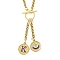 Ion Plating(IP) 304 Stainless Steel Purple Enamel Letter & Eye Pendant Wheat Chain Necklaces, with Toggle Clasps, Golden, Letter K, 20.47~20.87 inch(52~53cm)