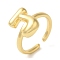 Brass Open Cuff Rings, for Women, Lead Free & Cadmium Free, Real 18K Gold Plated, Letter J, 10.5mm, Adjustable