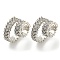 Brass Micro Pave Cubic Zirconia Cuff Earrings, Platinum, 17x10.5x18.5mm