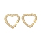 Heart Clear Cubic Zirconia Cuff Earrings, Brass No Piercing Earrings for Women, Golden, 24.5x3mm