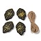 100Pcs Gold Stamping Paper Printed Gift Tags, with Hemp Rope, Black, 7x4.5x0.03cm