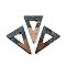 Walnut Wood Pendants, Resin and Gold foil, Triangle, Slate Gray, 45x30x3.5mm, Hole: 2mm