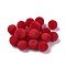 Flocky Acrylic Beads, Round, Red, 10mm, Hole: 2mm