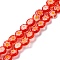 Handmade Millefiori Lampwork Beads Strands, Flat Round, Red, 6x3mm, Hole: 0.7mm, about 66pcs/strand, 14.65''(37.2cm)