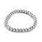 Non-Tarnish 316 Surgical Stainless Steel Round Beaded Stretch Bracelets, Stainless Steel Color, Inner Diameter: 2-1/8 inch(5.3cm), Wide: 6mm