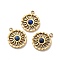 304 Stainless Steel Pave Natural Lapis Lazuli Sun Charms, Real 14K Gold Plated, 14.5x12x3mm, Hole: 1.4mm