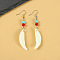 Natural Gemstone Wolf Tooth Shape Dangle Earrings with Real Tibetan Mastiff Dog Tooth