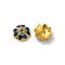 Alloy Enamel Beads Caps, Lead Free & Cadmium Free, Multi-Petal Flower, Marine Blue, 7x7x2.5mm, Hole: 1mm