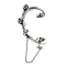 316 Surgical Stainless Steel Cuff Earrings, with Chain, Right, Skull, 80x39.5mm