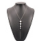 Imitation Pearl Round Beads Long Tassel Y Necklaces, Alloy Jewelry for Women, Platinum, 15.75 inch(40cm)