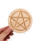 Wooden Candle Holder, for Witchcraft Wiccan Altar Supplies, Flat Round with Star, BurlyWood, 100x70mm