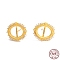 925 Sterling Silver Ring Stud Earrings, with Clear Cubic Zirconia, Real 18K Gold Plated, 14.5x13mm