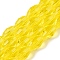 Transparent Glass Beads Strands, Faceted, Oval, Yellow, 8x5.5mm, Hole: 1mm, about 70pcs/strand, 22.2~22.64''(55.5~57.5cm)