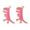 Rack Plating Alloy Enamel Pendants, Golden, Dinosaur Charm, Deep Pink, 29.5x22x2mm, Hole: 2mm